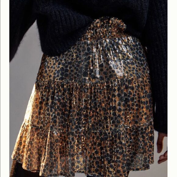 NWT Anthropologie Othilia Louisa Sequined Skirt Medium Petite B-1198 - Picture 2 of 6